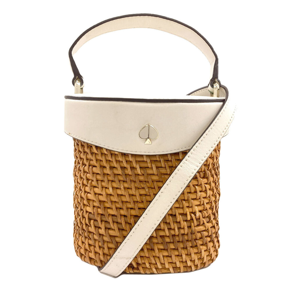 Kate Spade Mini Bucket Basket Bag 2-Way Shoulder Leather/Rattan Women's kate ...